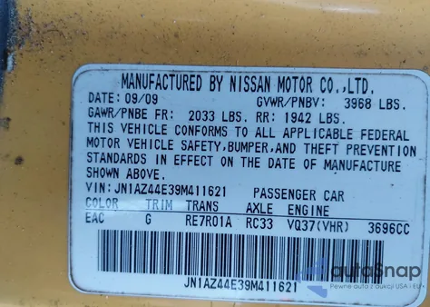 2009 Nissan 370Z from USA, damaged, VIN JN1AZ44E39M411621